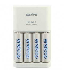 SANYO ENELOOP GARGADOR RAPIDO + 4 PILAS RECARGABLES R6/2000mA