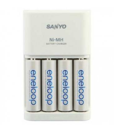 SANYO ENELOOP GARGADOR RAPIDO + 4 PILAS RECARGABLES R6/2000mA