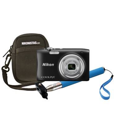 NIKON COOLPIX A100 NEGRA + ESTUCHE+ PALO DE SELFIE