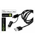 BOOMPODS CABLE DUO TRENZADO 1M LIGHTNING/MICRO USB A USB