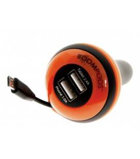 BOOMPODS CARGADOR DE COCHE 2 USB NARANJA