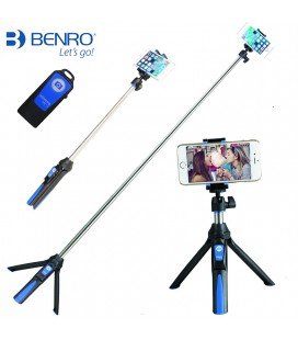 BENRO MINI TRIPODE + PALO SELFIE BLUETOOTH AZUL