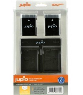 jJUPIO KIT CARGADOR DUAL USB + 2 BATERIAS EN-EL14A 1100MAH (CNI1003) JUPIOZoom KIT CARGADOR DUAL USB + 2 BATERIAS EN-EL14A 