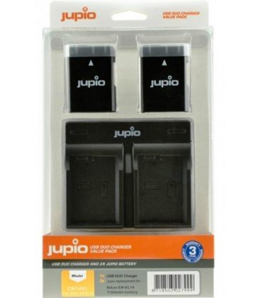 jJUPIO KIT CARGADOR DUAL USB + 2 BATERIAS EN-EL14A 1100MAH (CNI1003) JUPIOZoom KIT CARGADOR DUAL USB + 2 BATERIAS EN-EL14A 