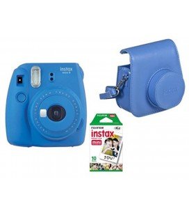 FUJIFILM INSTAX MINI 9 + 10 FOTOS + FUNDA ORIGINAL -AZUL